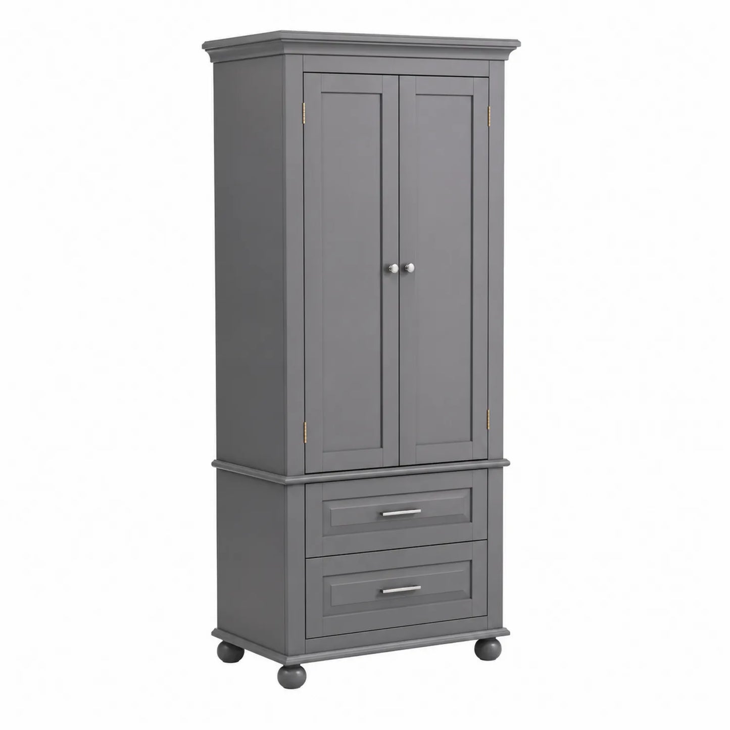 Armario de Madera con Puertas y Cajones Gris 180x80x50 cm