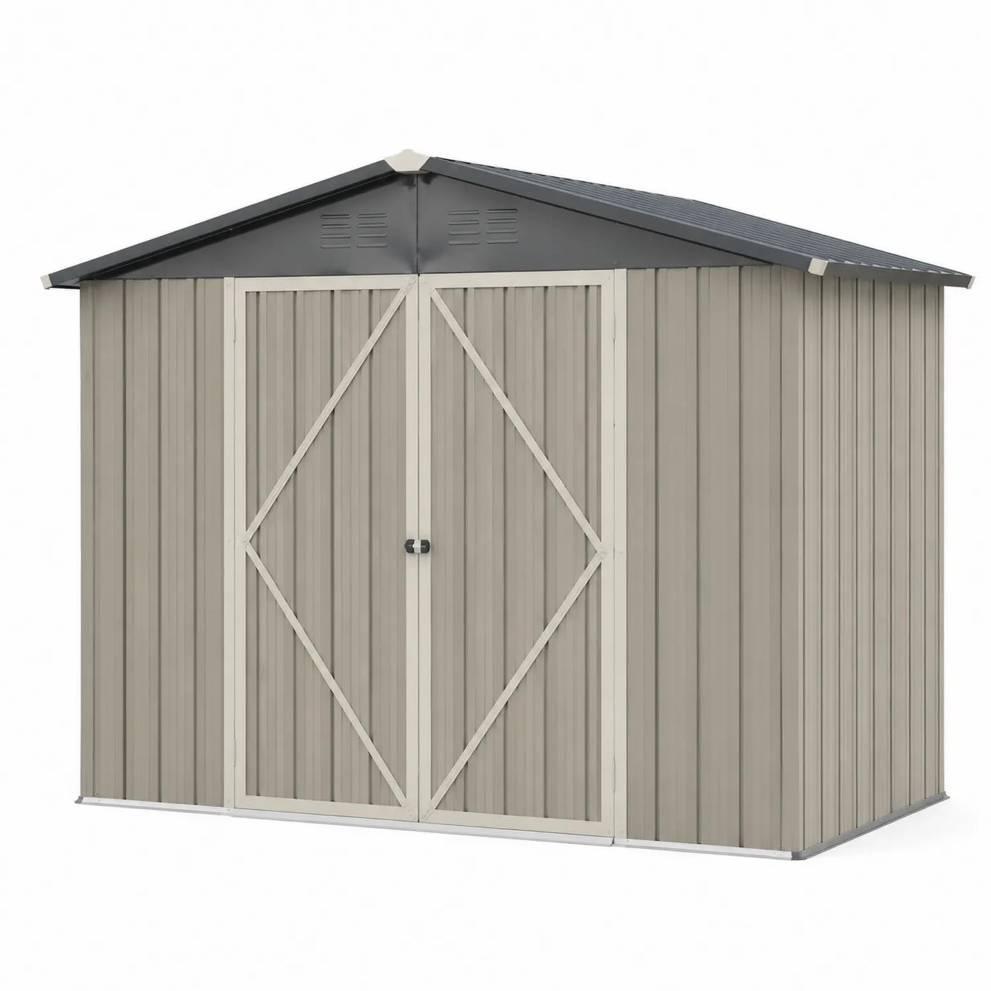 Cobertizo de acero galvanizado gris con doble puerta 213x127x185 cm