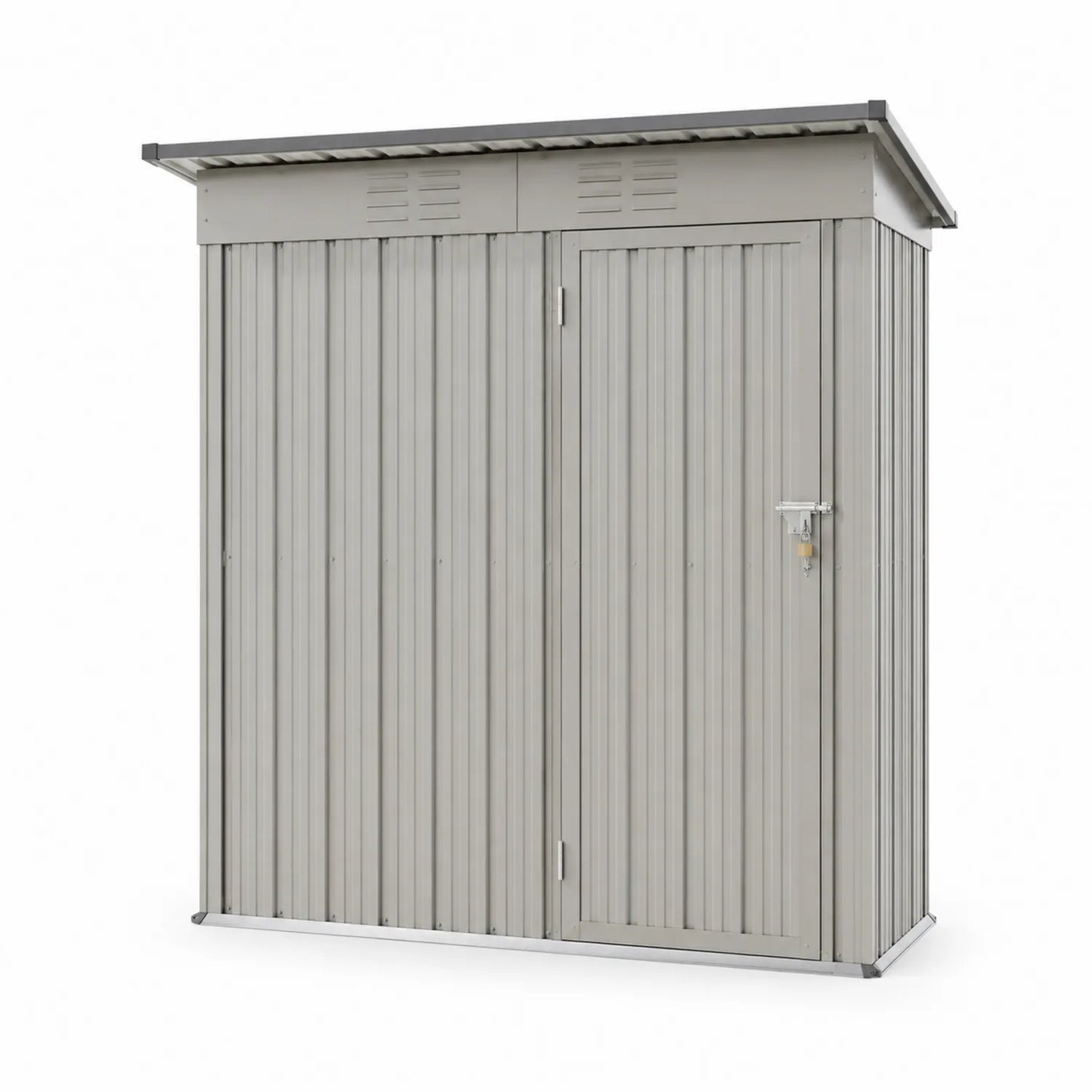 Cobertizo de Acero Galvanizado Gris con Puerta Doble 130x192x210 cm