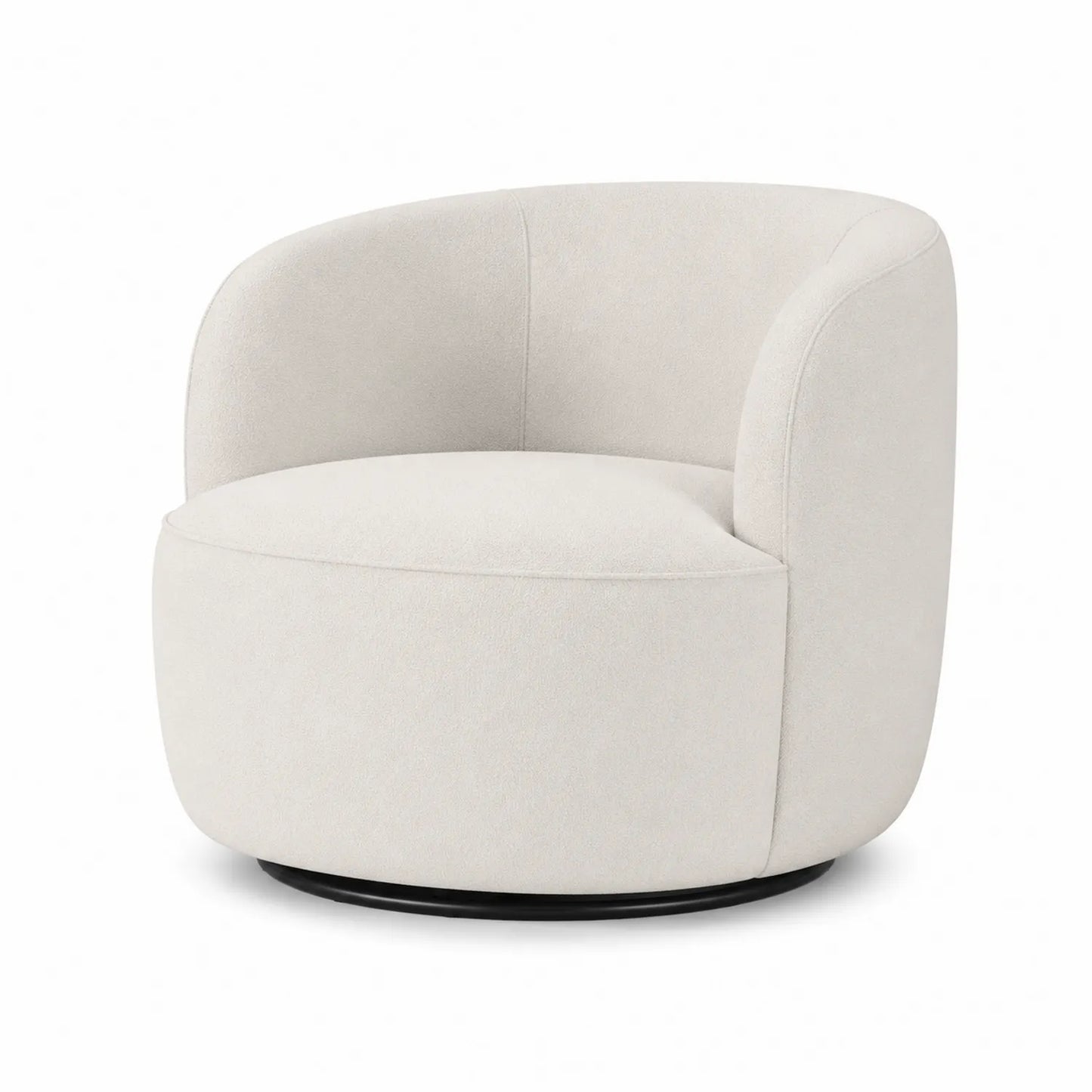 Silla giratoria de poliéster beige con base de metal, 75 cm