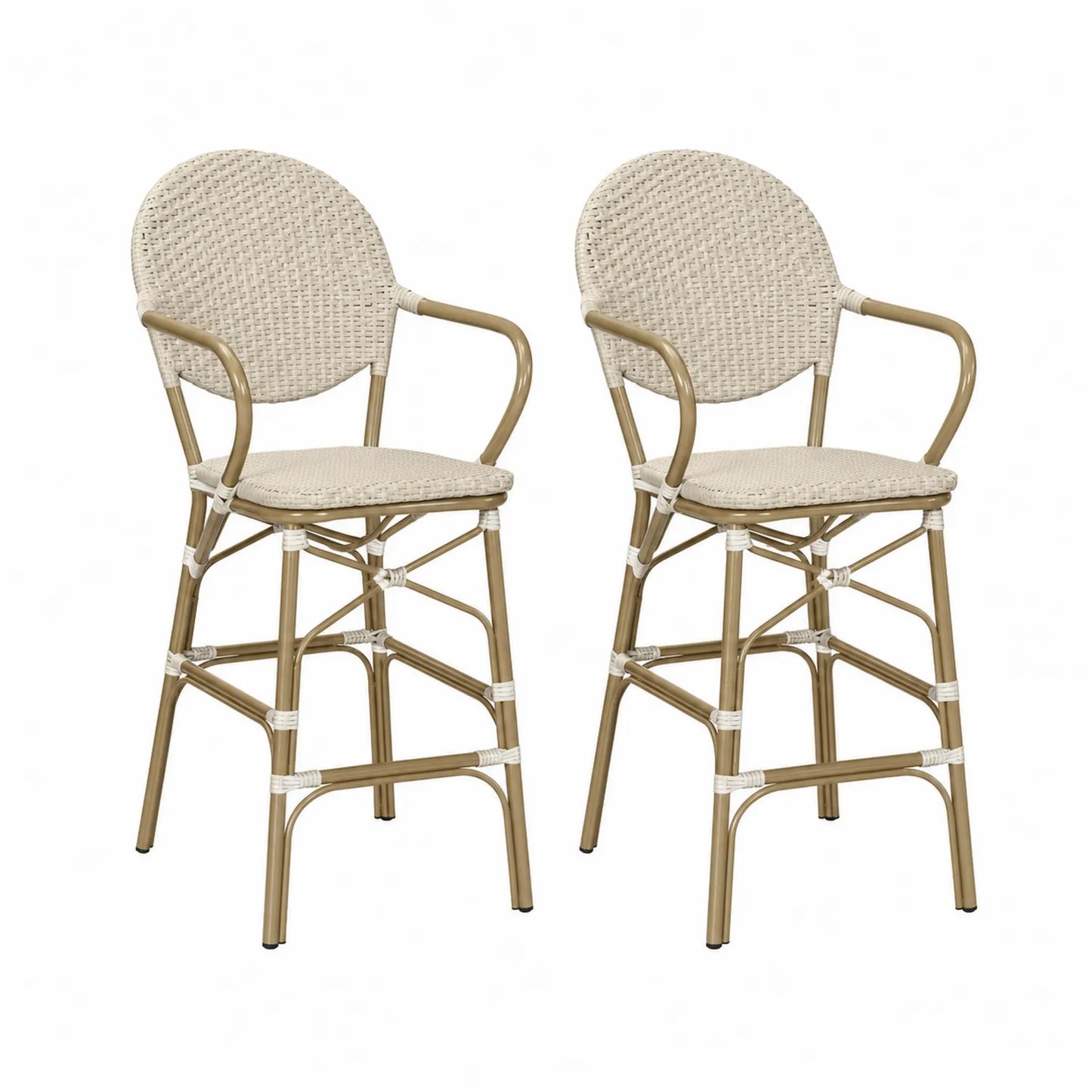 Juego de 2 sillas de exterior de ratán sintético con estructura de aluminio