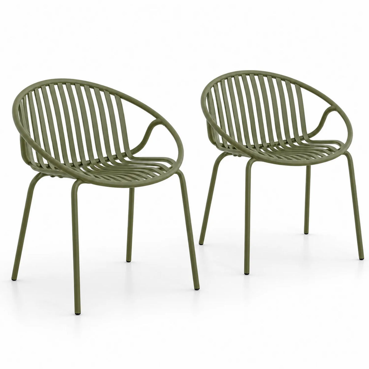 Juego de 2 sillas de metal verde 70x60x80 cm