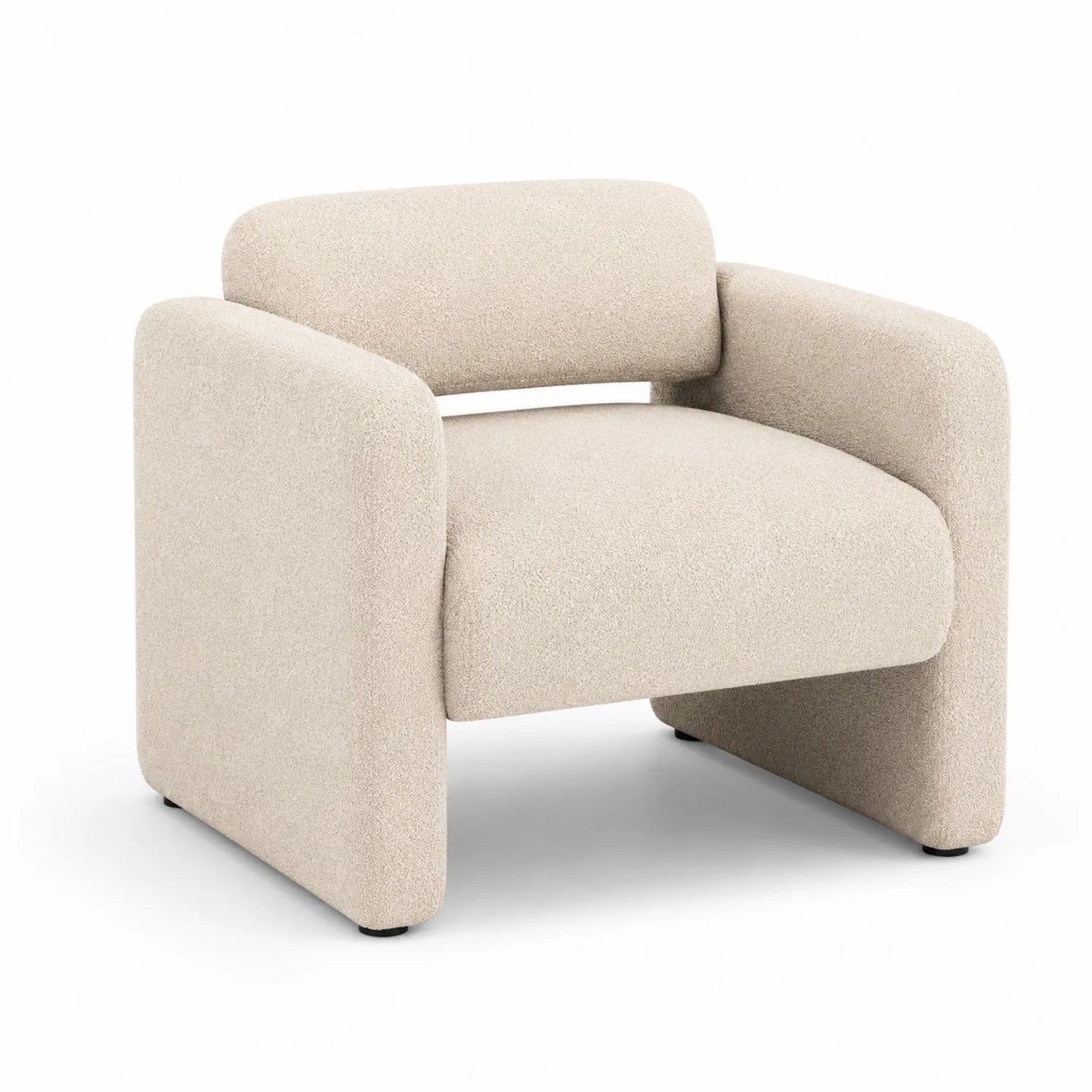 Silla de salón tapizada en tela de lana beige