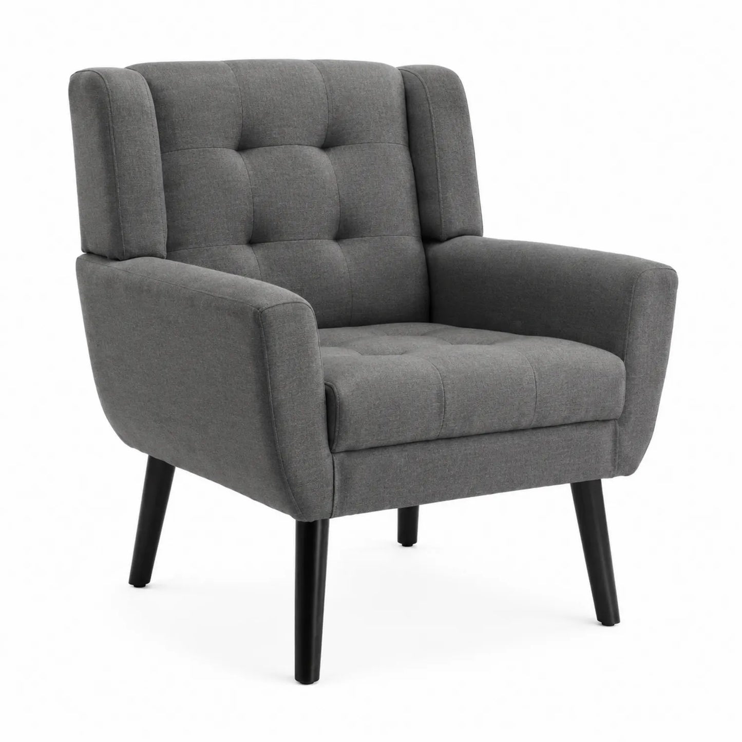 Silla de salón de poliéster gris con patas de madera