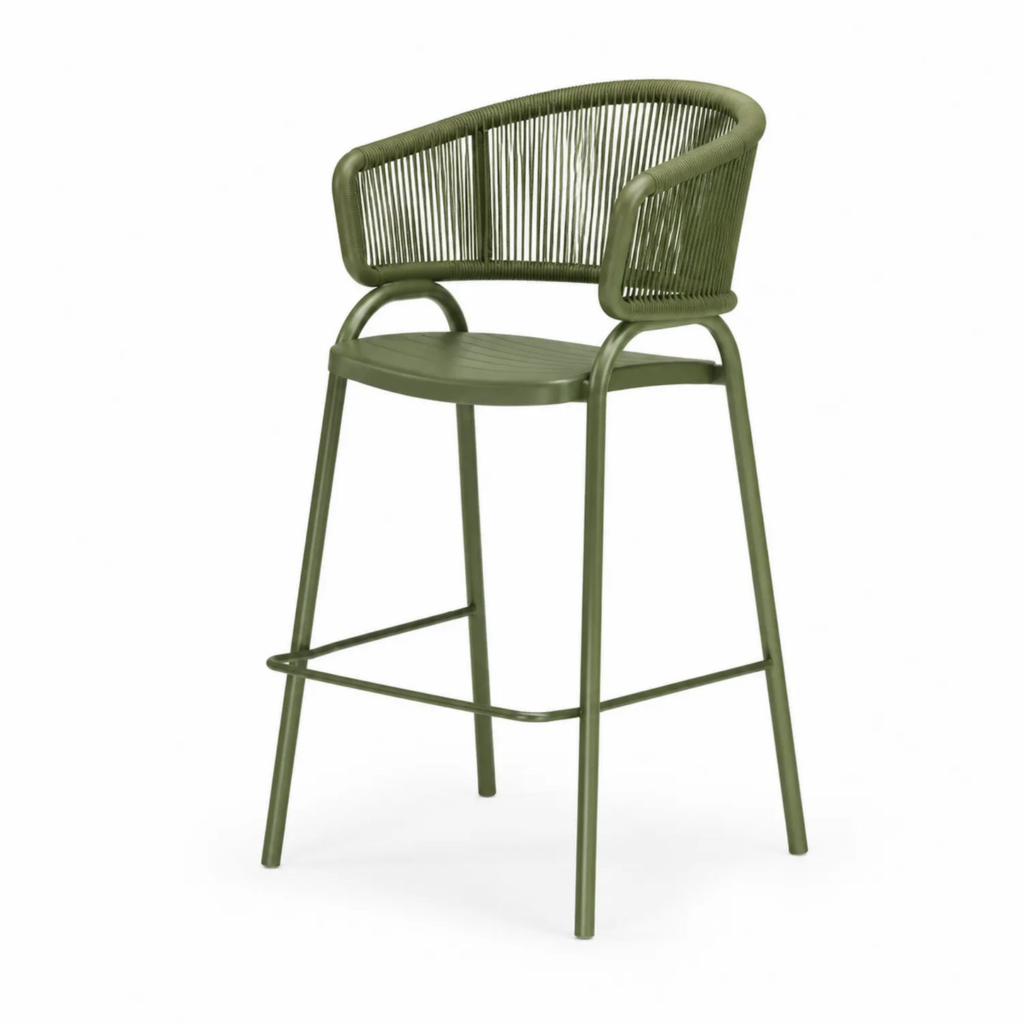 Taburete de bar verde de metal y polipropileno 105 cm