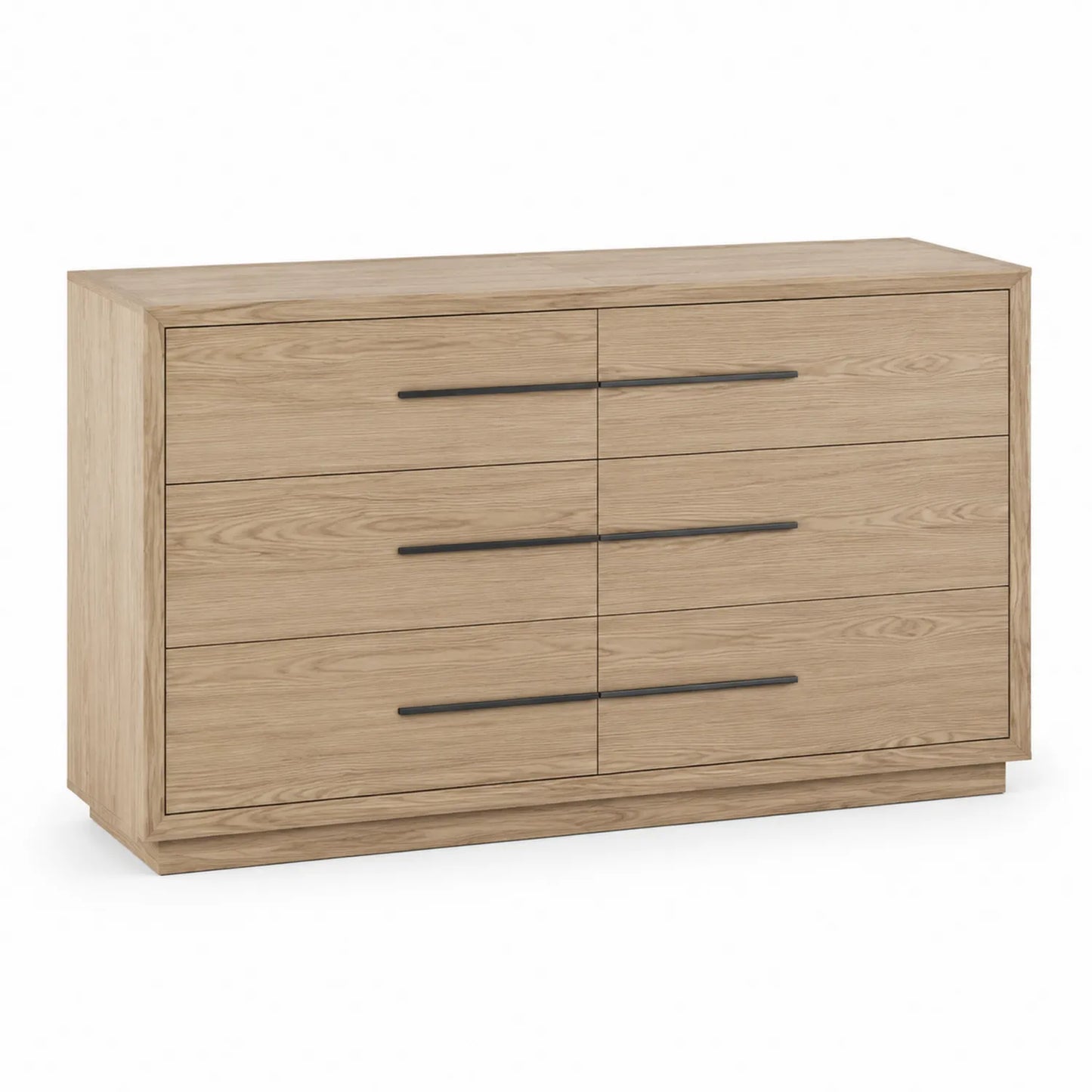 Cajonera de Madera Roble con 6 Cajones y Tiradores Metálicos Negro