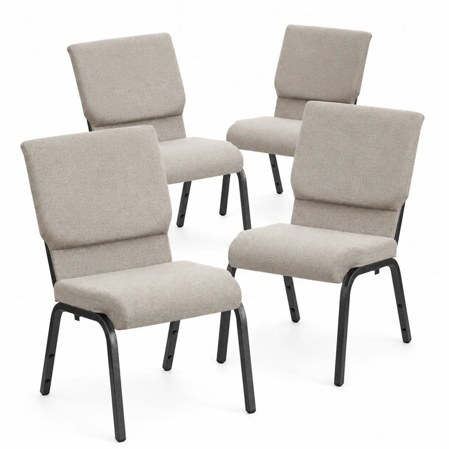 Conjunto de 4 sillas de tela con estructura de metal