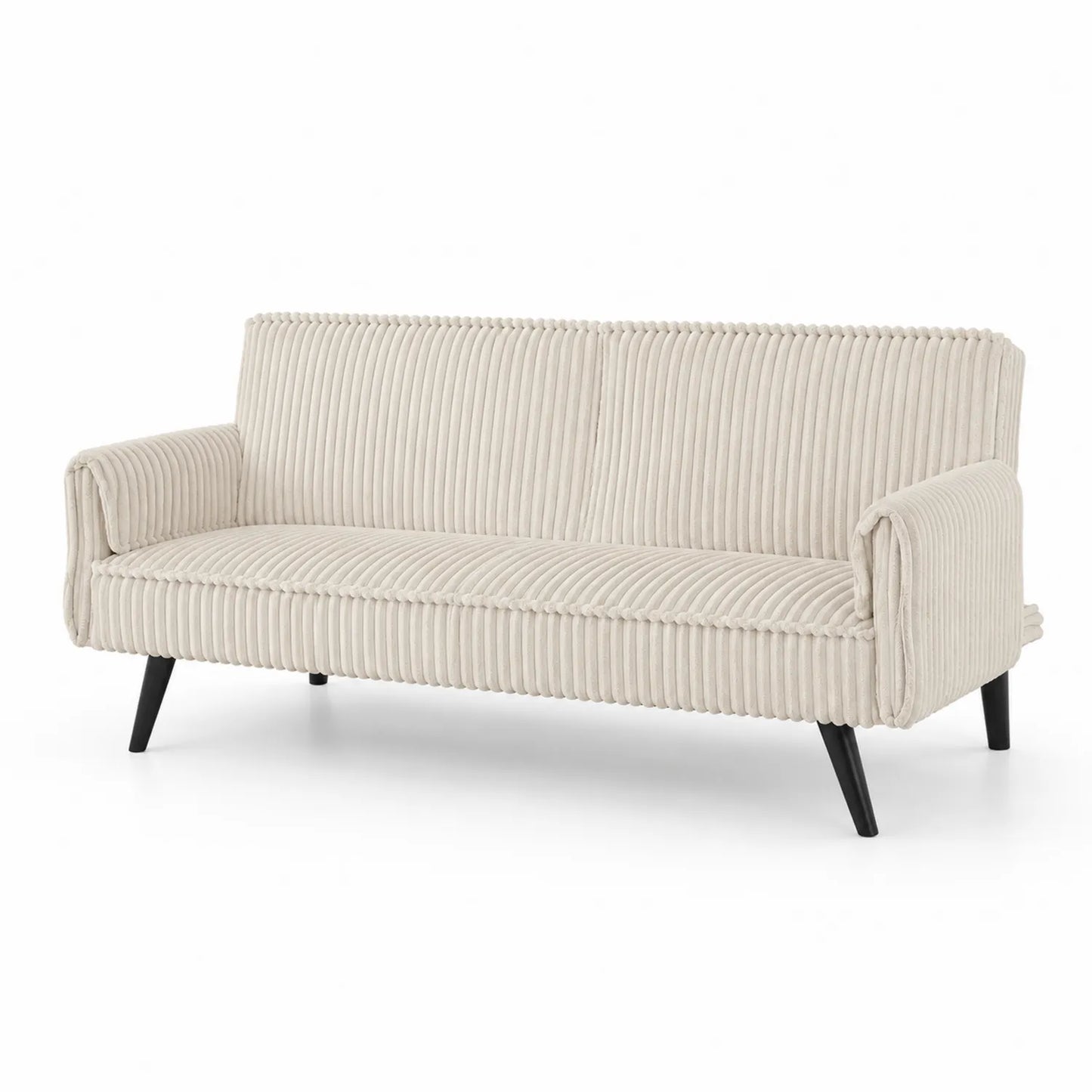 Sofá de tres plazas con tapizado de pana beige