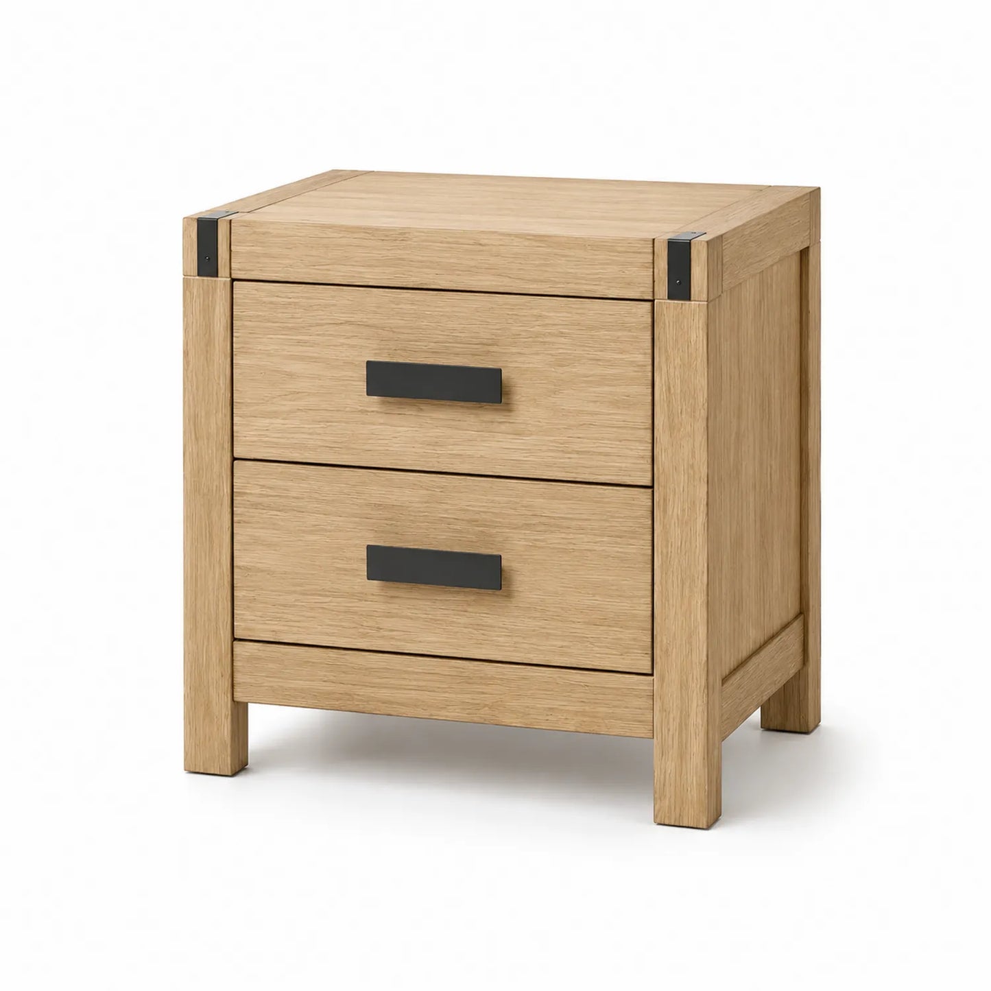 Mesita de Noche de Madera de Roble con 2 Cajones