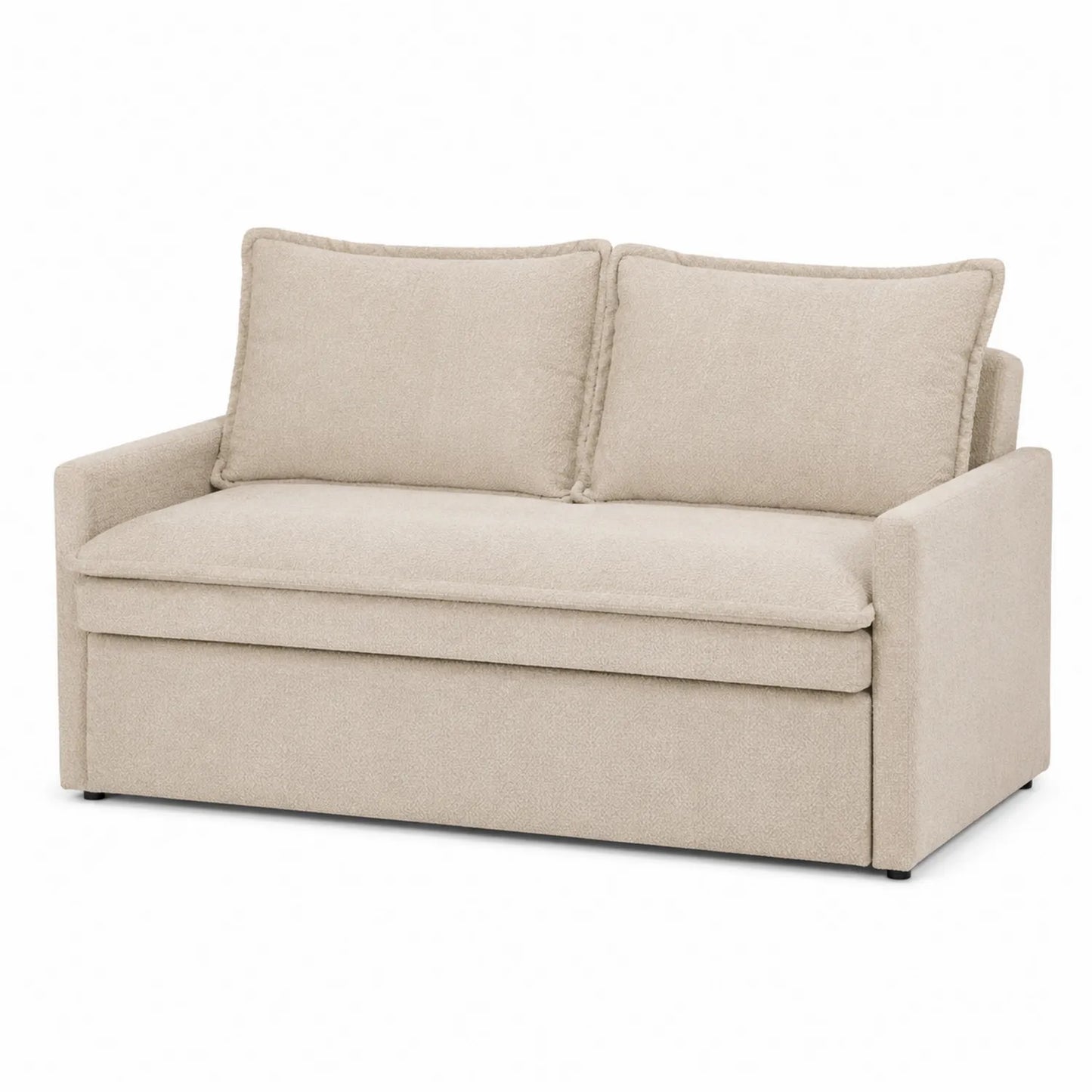 Sofá cama de tela poliéster beige 185 cm