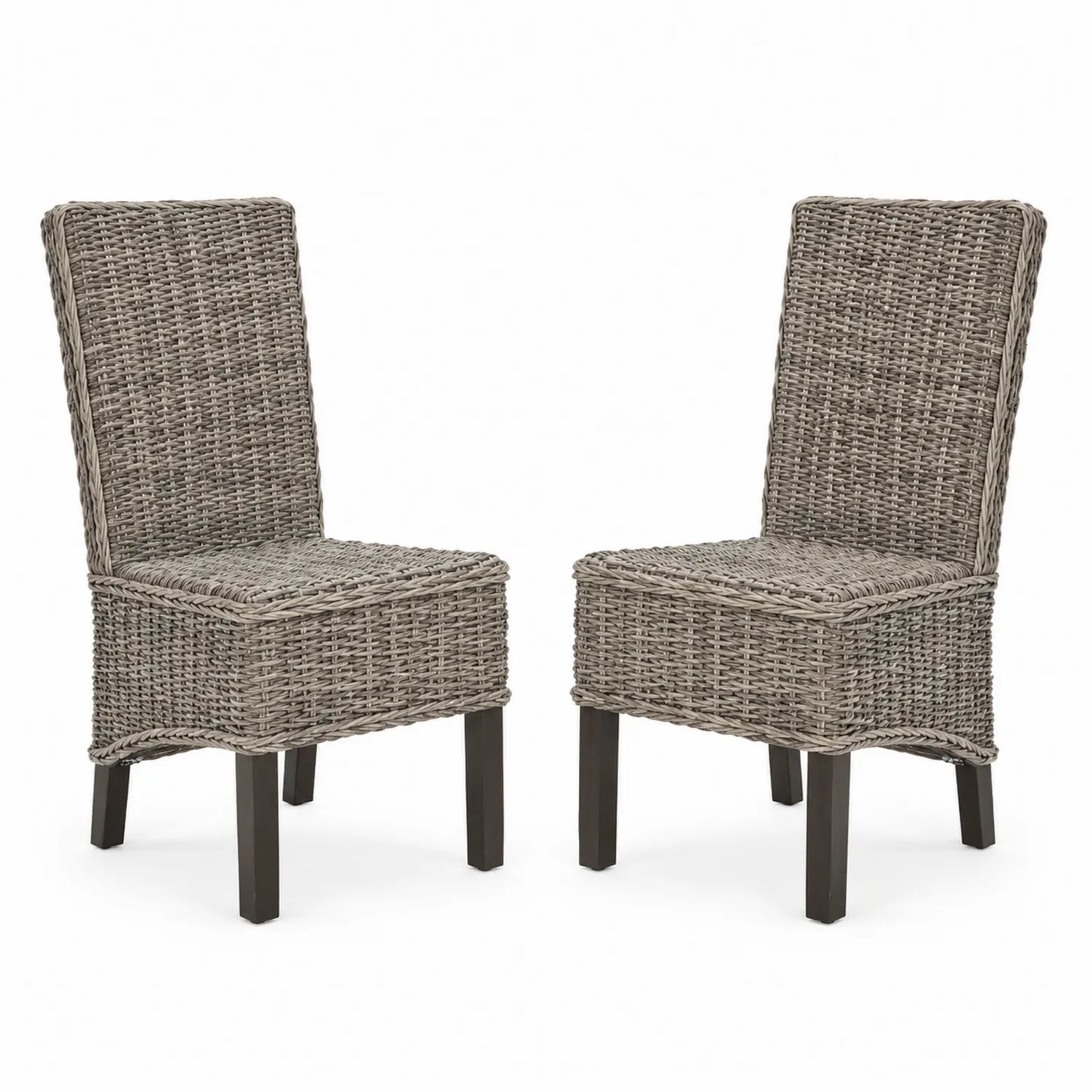 Conjunto de 2 sillas de ratán sintético y madera