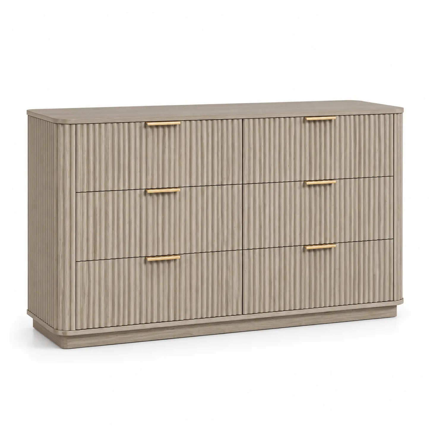 Cómoda de Roble con 6 Cajones Beige 120x40x80cm