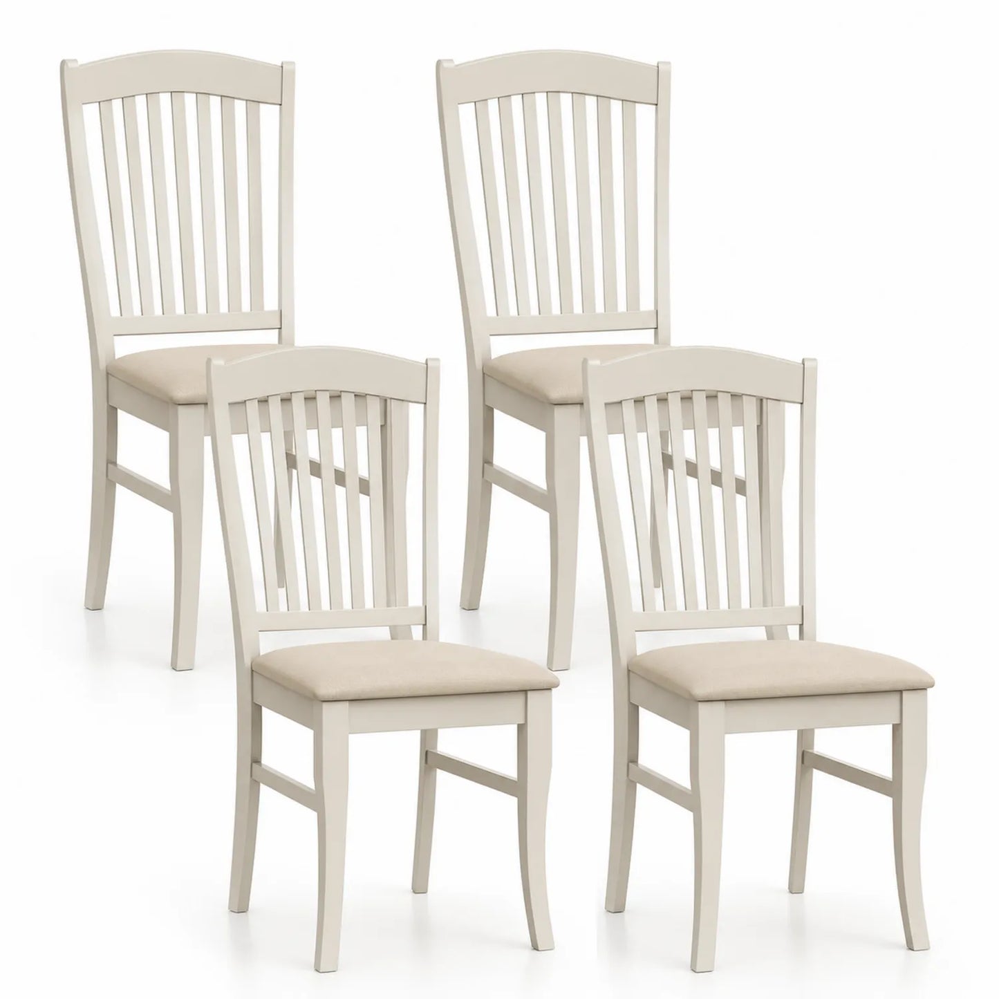 Juego de 4 sillas de madera con asiento acolchado