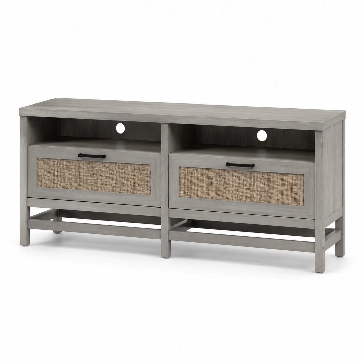 Mueble de TV de madera y mimbre 120 cm