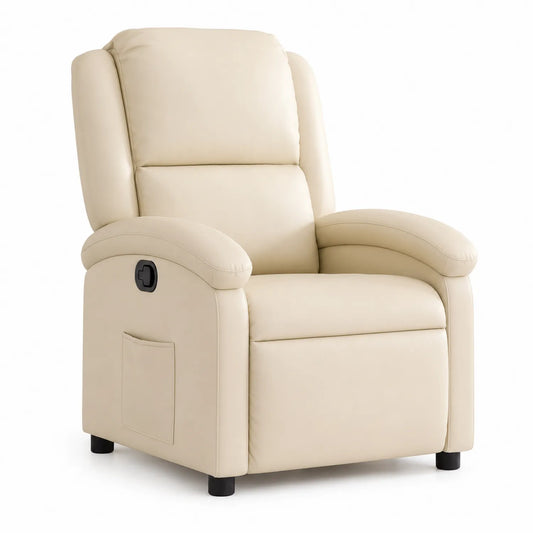 Sillón reclinable de cuero sintético beige 100x80x85 cm