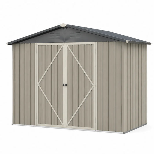 Cobertizo de acero galvanizado gris con doble puerta 213x127x185 cm
