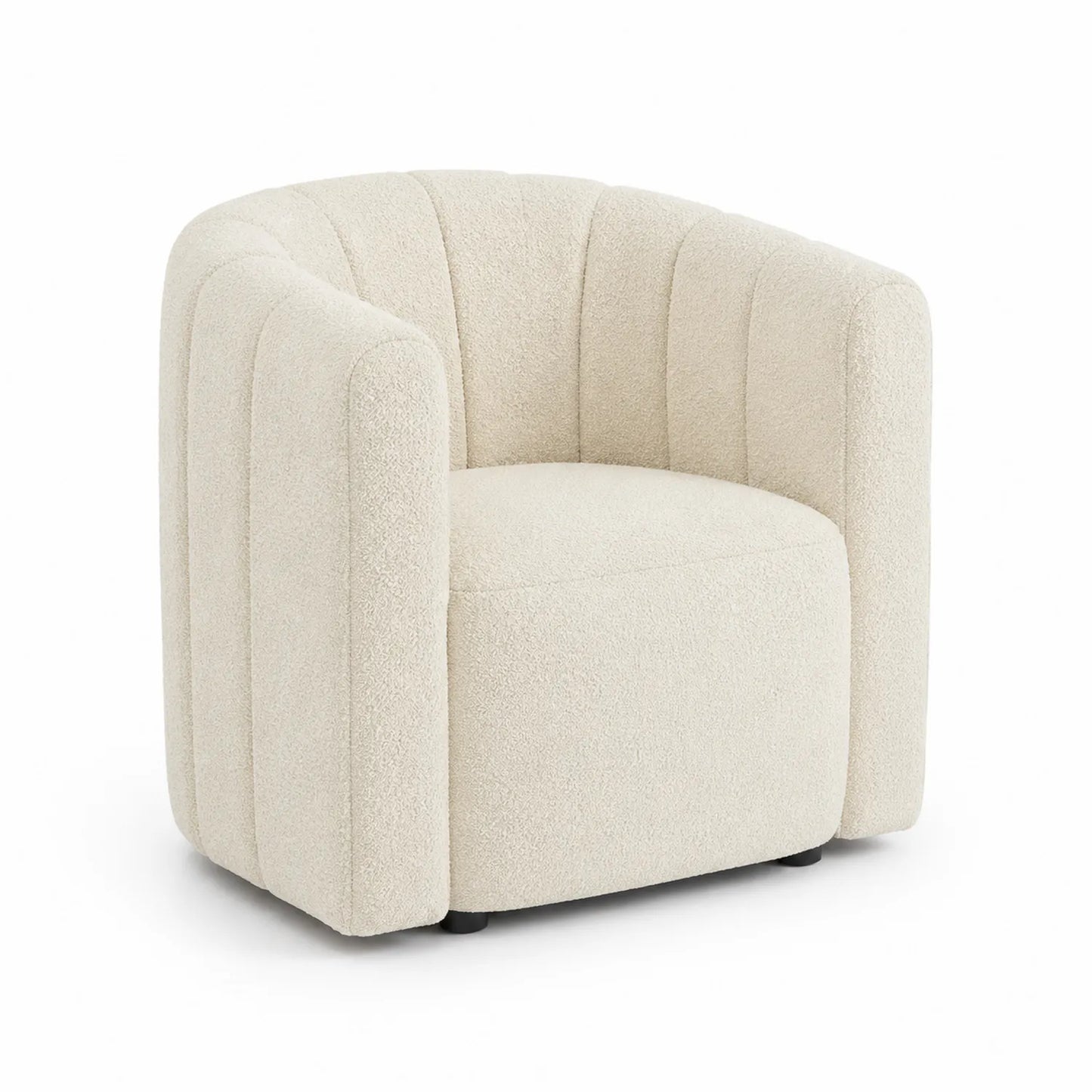 Sillón de Tela Bouclé Beige Respaldo Curvo