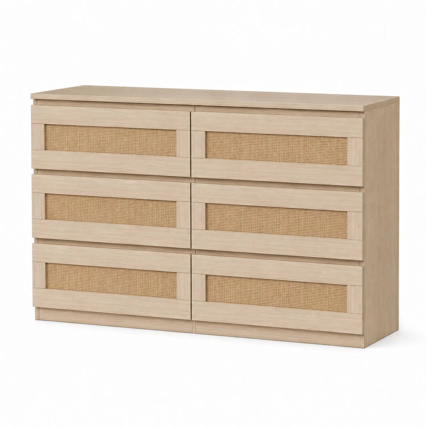 Cajonera de Madera y Ratán con 6 Cajones 150x80x40 cm