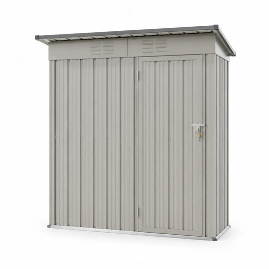 Cobertizo de Acero Galvanizado Gris con Puerta Doble 130x192x210 cm