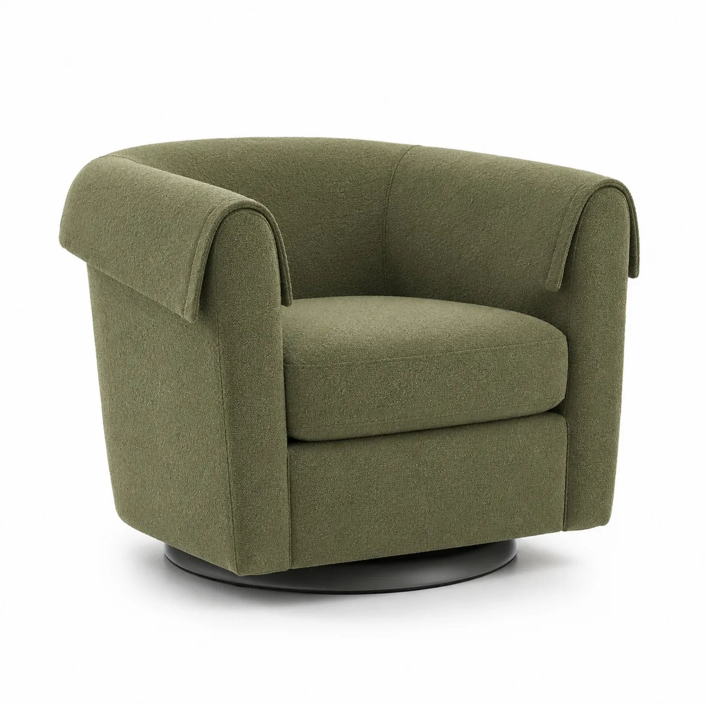 Sillón giratorio de tela verde 75x80x70 cm