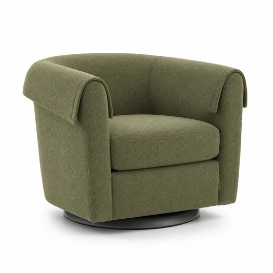 Sillón giratorio de tela verde 75x80x70 cm