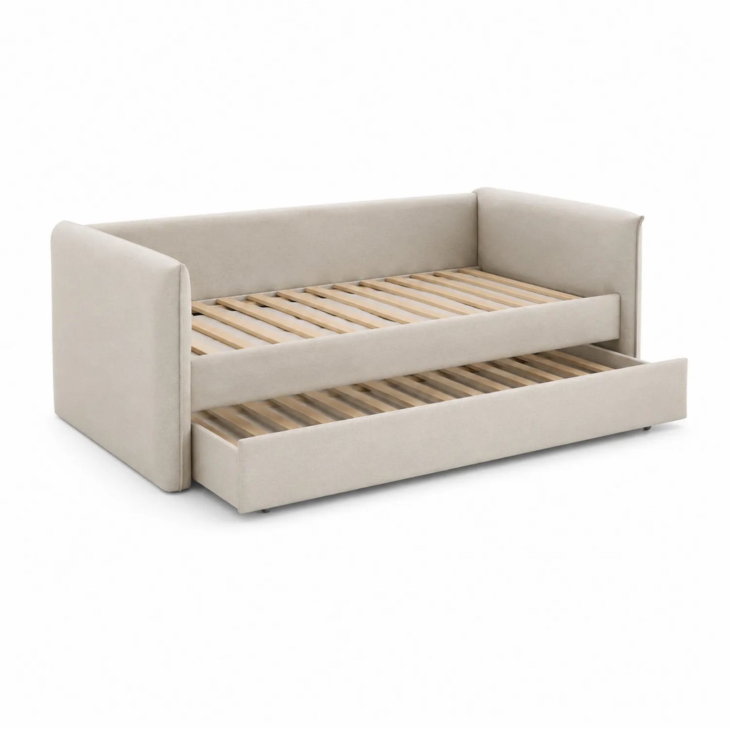 Cama nido de madera tapizada en poliéster Beige