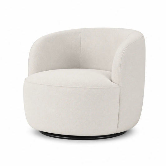 Silla giratoria de poliéster beige con base de metal, 75 cm