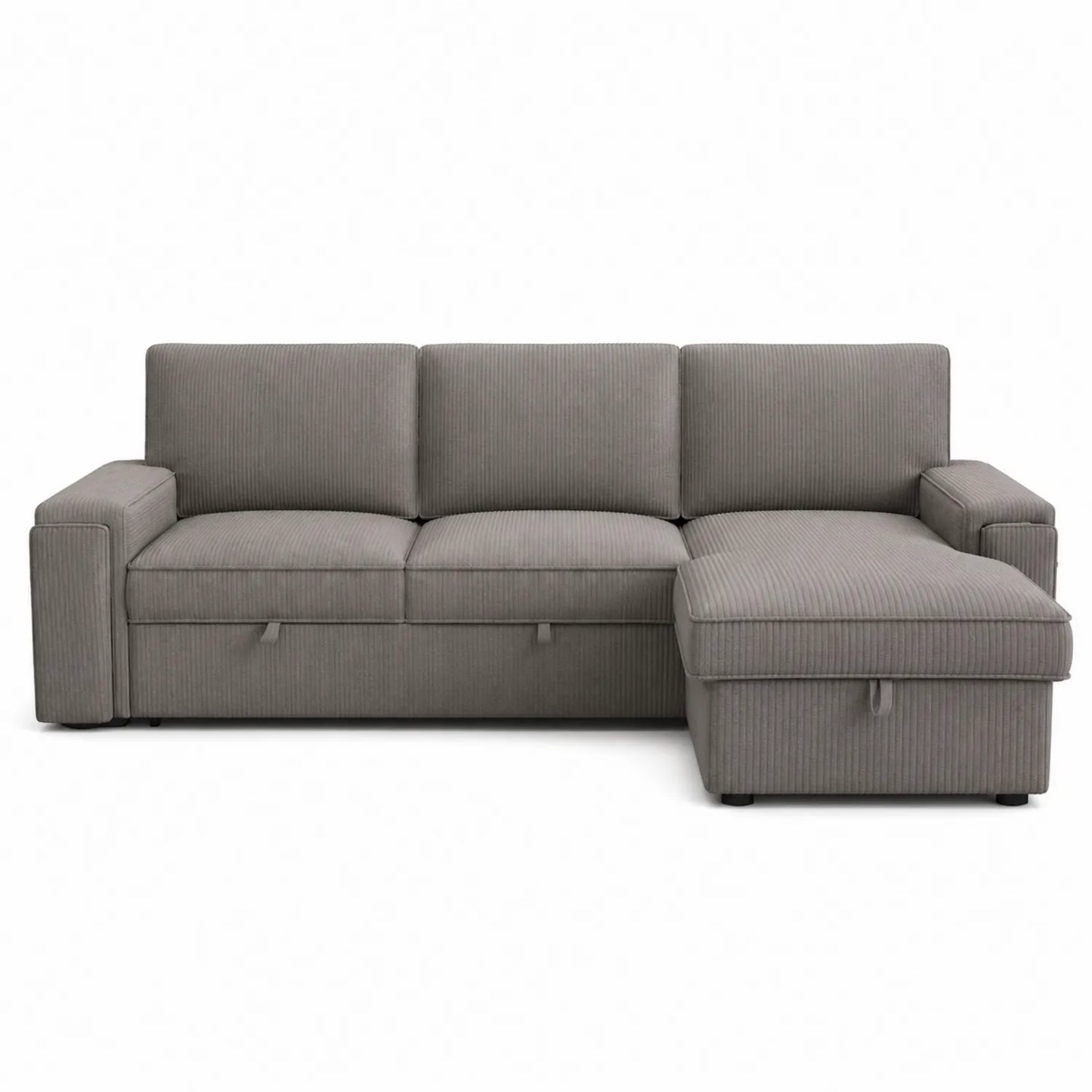 Sofá cama esquinero de tela gris L300 P155 H85 cm