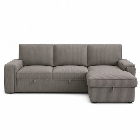 Sofá cama esquinero de tela gris L300 P155 H85 cm