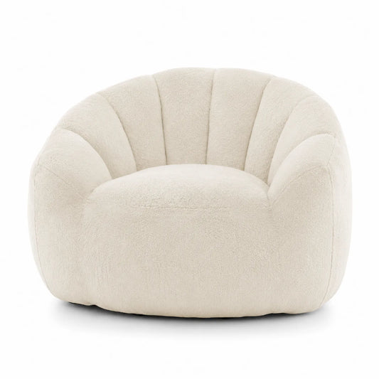 Sillón de poliéster rizado Beige 85x85x70 cm