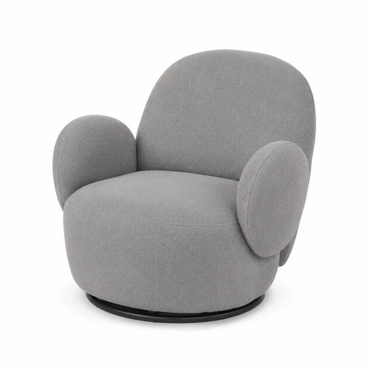 Sillón giratorio de poliéster gris