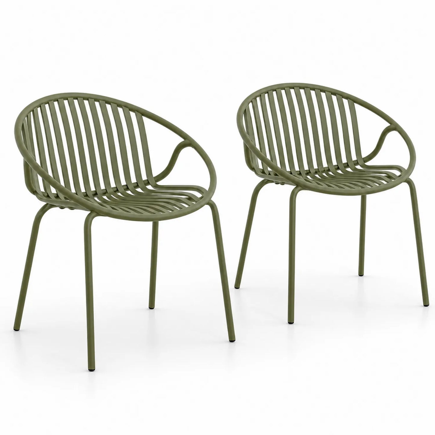 Juego de 2 sillas de metal verde 70x60x80 cm