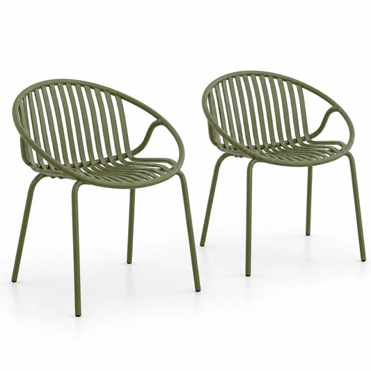 Juego de 2 sillas de metal verde 70x60x80 cm