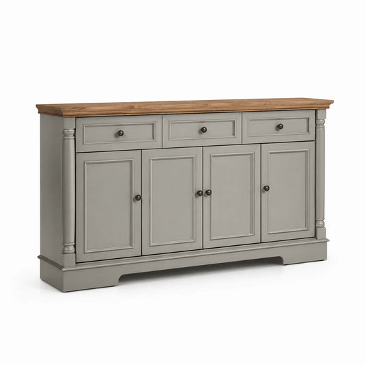 Aparador de MDF con Encimera de Roble y Puertas Gris