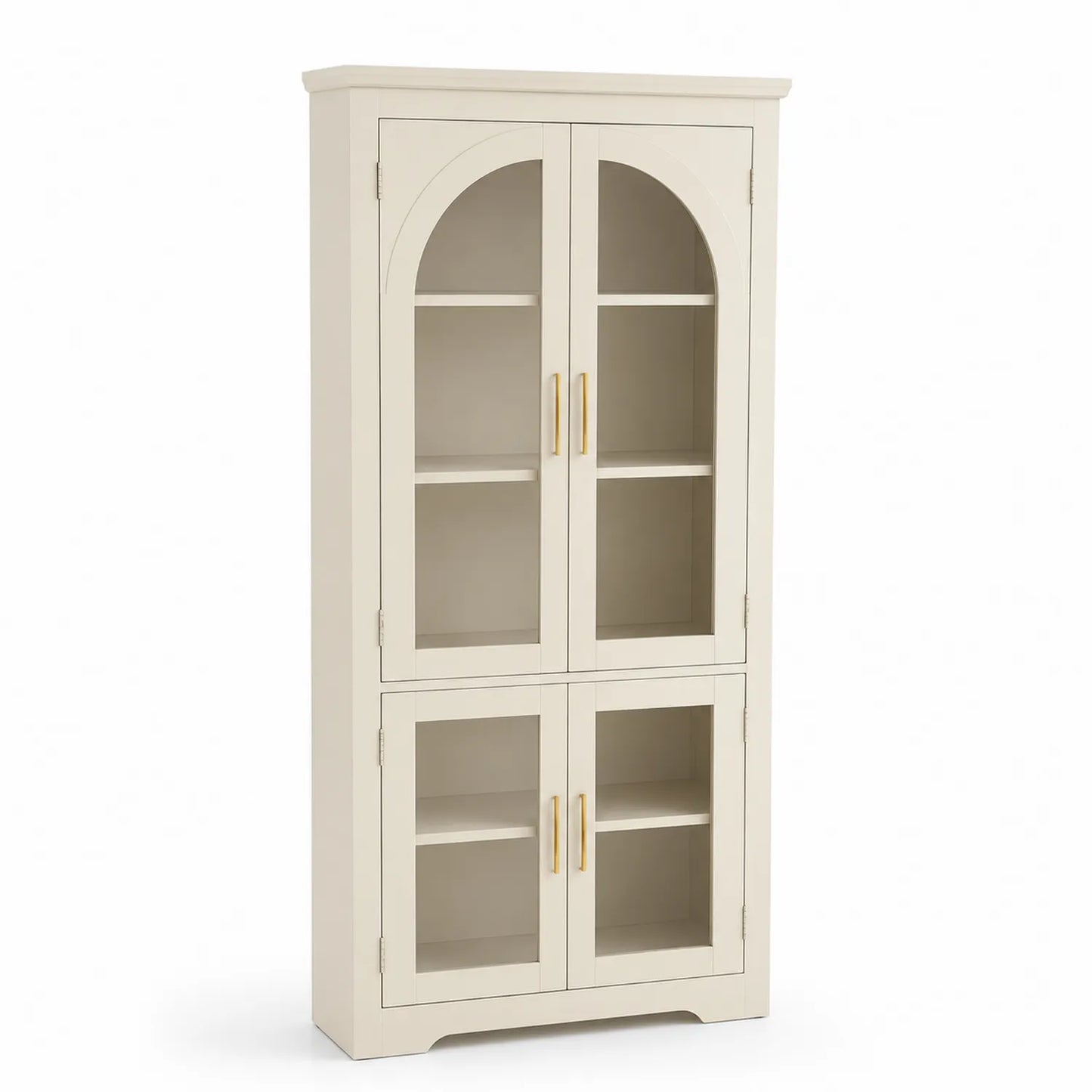 Aparador de Madera con Puertas de Vidrio Templado Beige