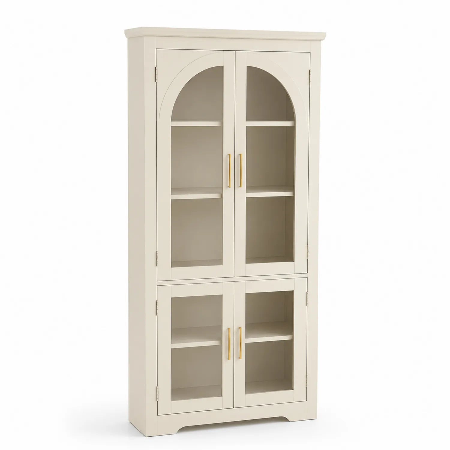 Aparador de Madera con Puertas de Vidrio Templado Beige