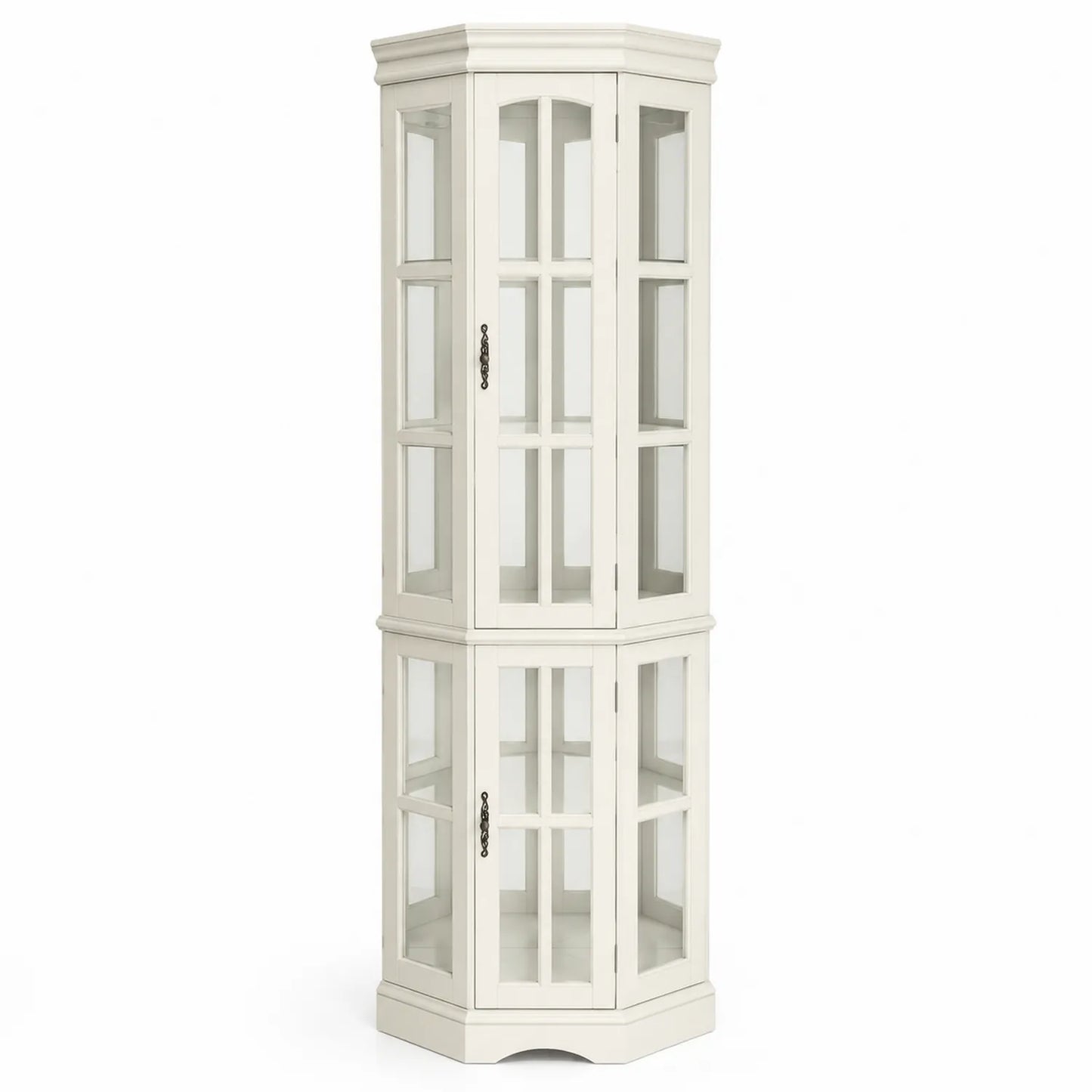 Vitrina de esquina de madera y vidrio templado blanca 180 cm