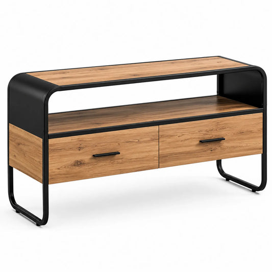 Mueble de TV de aglomerado y acero 120x40x60 cm