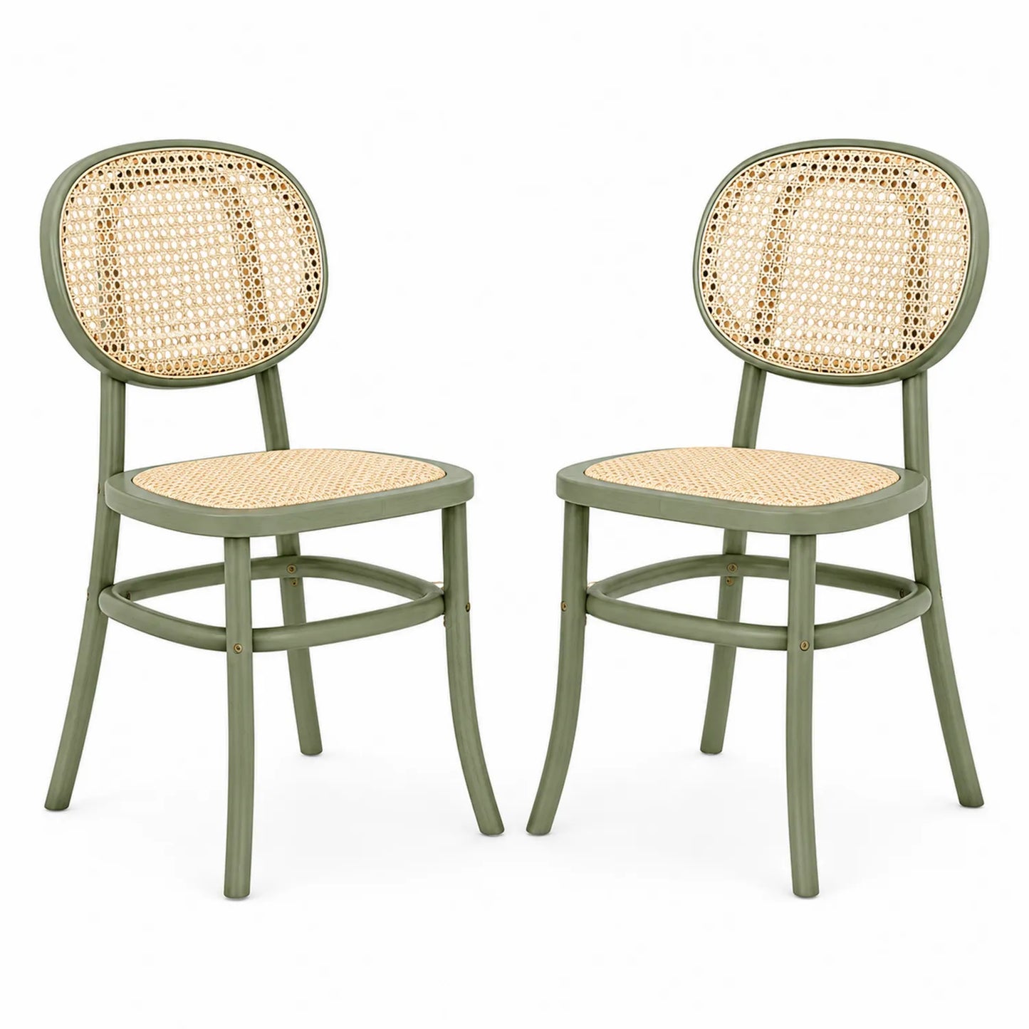 Conjunto de 2 sillas de madera de haya y ratán natural