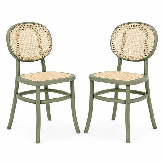 Conjunto de 2 sillas de madera de haya y ratán natural