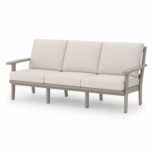 Sofá de aluminio con cojines beige 200 cm