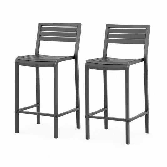 Juego de 2 taburetes de metal gris