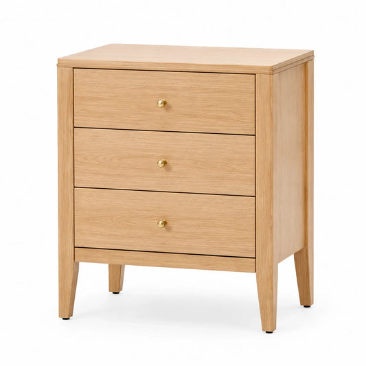 Cajonera de Madera con 3 Cajones y Pomos de Metal Dorado