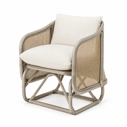 Silla de Ratán con Cojines Beige