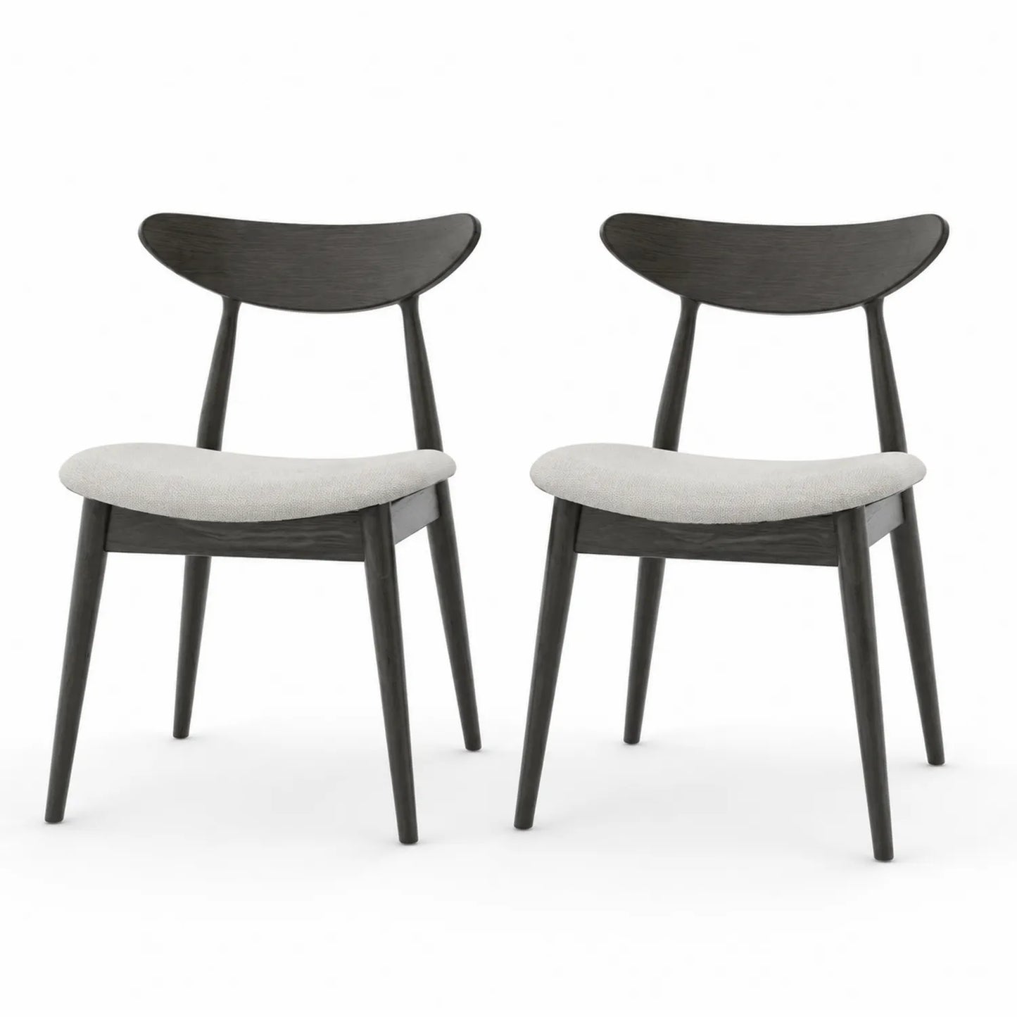 Conjunto de 2 sillas de comedor de madera y tela gris/negro