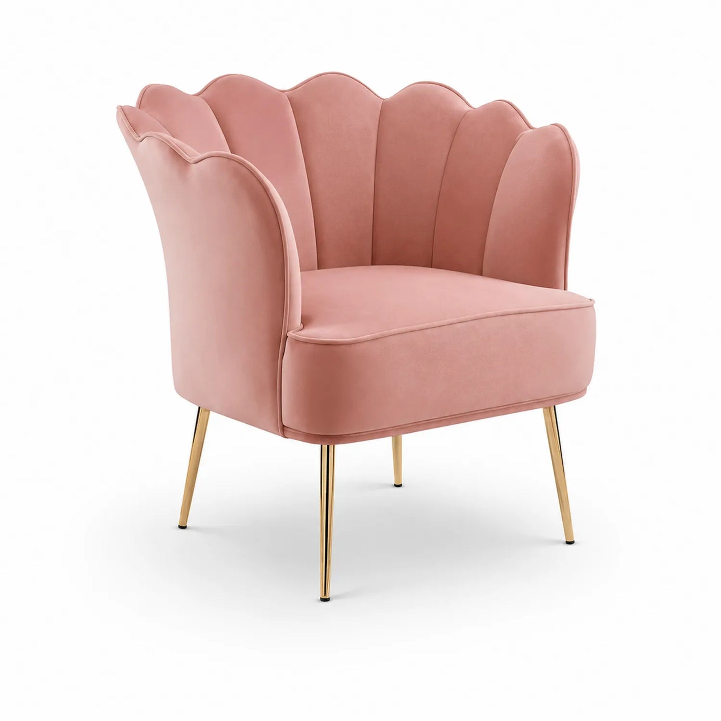 Sillón de Terciopelo Rosa con Patas de Metal Doradas