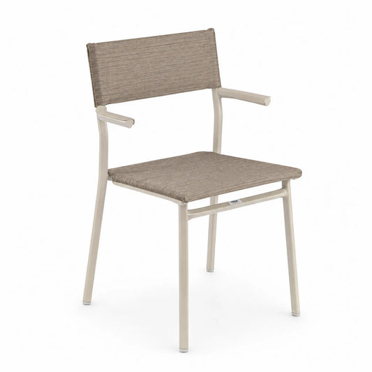 Silla de Aluminio y Textilene Beige para Interior y Exterior 55x59x87 cm