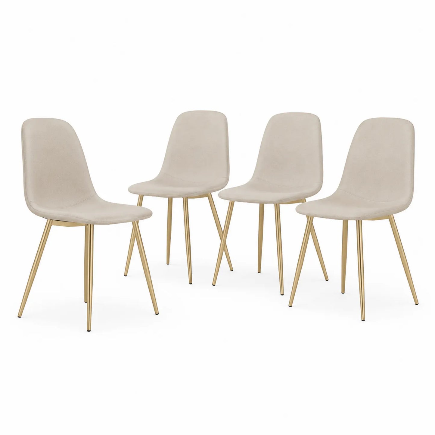 Set de 4 sillas de comedor de tela y metal beige
