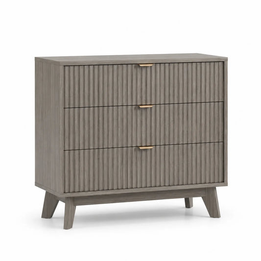 Cajonera de madera de roble gris con 3 cajones