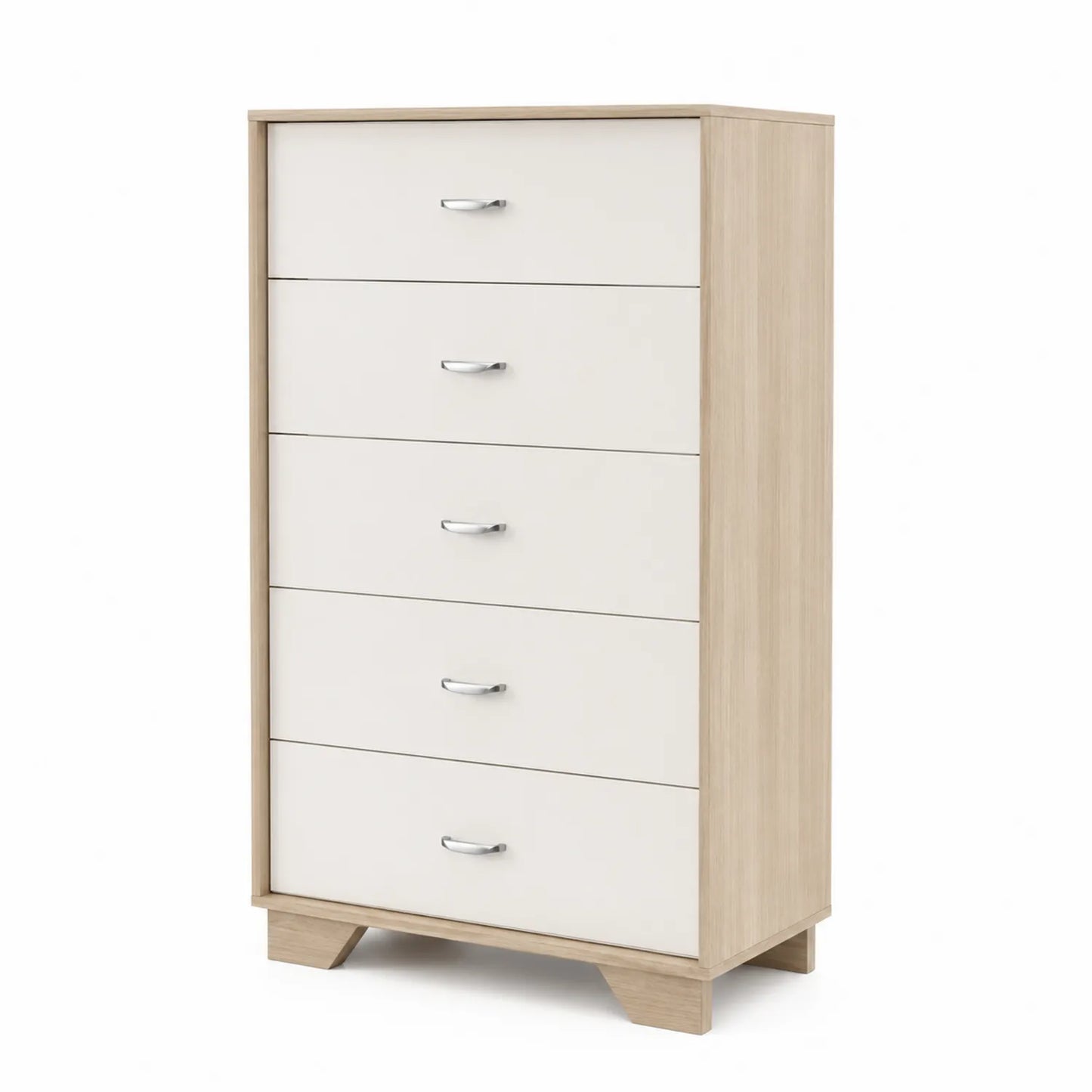 Cajonera de MDF con 5 cajones en blanco y roble claro